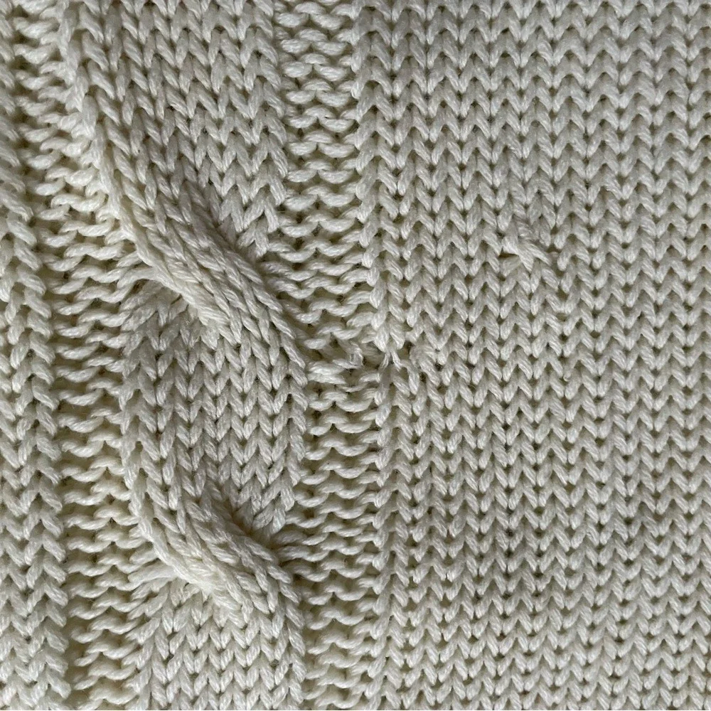 Vintage Cream Cable Knit Women Sweater,‎ M